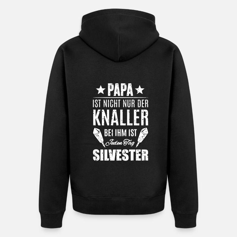 Papa Silvester Pyro - Unisex Premium Bio Zip Hoodie - Schwarz
