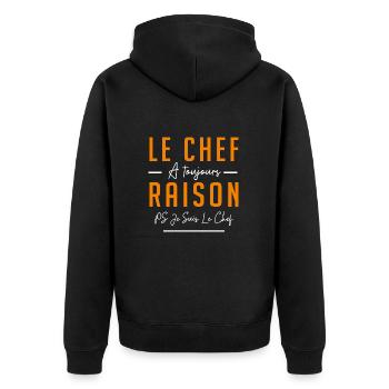LE CHEF A TOUJOURS RAISON - Veste à capuche bio Premium Unisexe - noir - Dos - Nico (187cm)