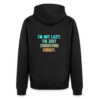 Energy Saver - Unisex Premium Organic Zip Hoodie - black - Back - Nico (187cm)