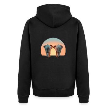 Eléphants Deux Pachydermes Lever De Soleil Afrique - Veste à capuche bio Premium Unisexe - noir - Dos - Nico (187cm)