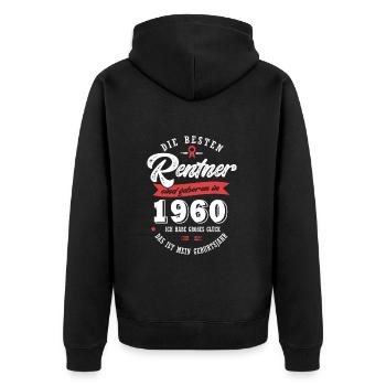 1960 Geburtstag Rentner geboren 1960 - Unisex Premium Bio Zip Hoodie - Schwarz - Hinten - Nico (187cm)