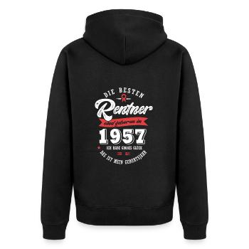 1957 Geburtstag Rentner geboren 1957 - Unisex Premium Bio Zip Hoodie - Schwarz - Hinten - Nico (187cm)
