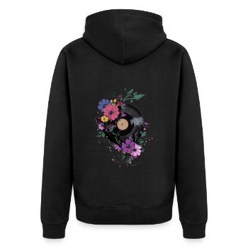 Flower Vinyl – Music Meets Nature Vinyl Record - Unisex Premium Organic Zip Hoodie - black - Back - Nico (187cm)