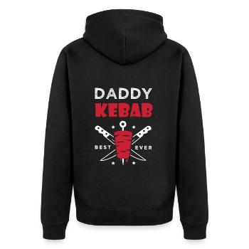 daddy kebab gift dad chef best kebab - Unisex Premium Organic Zip Hoodie - black - Back - Nico (187cm)