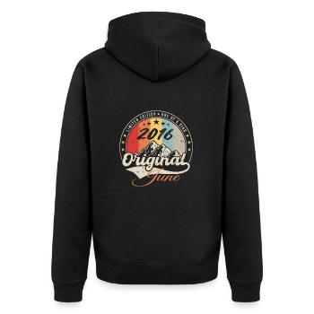 June 2016 Original 2016 Anniversary 2016 June - Unisex Premium Organic Zip Hoodie - black - Back - Nico (187cm)