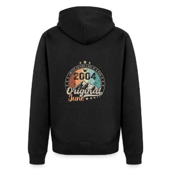 Juni 2004 Retro Vintage Geburtstagsgeschenk 2004 - Unisex Premium Bio Zip Hoodie - Schwarz - Hinten - Nico (187cm)