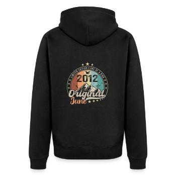 Juni 2012 Retro Vintage Geburtstagsgeschenk 2012 - Unisex Premium Bio Zip Hoodie - Schwarz - Hinten - Nico (187cm)