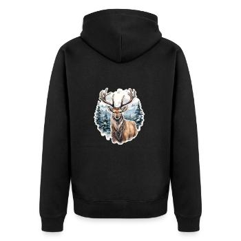 Winter landscape with deer - Unisex Premium Organic Zip Hoodie - black - Back - Nico (187cm)