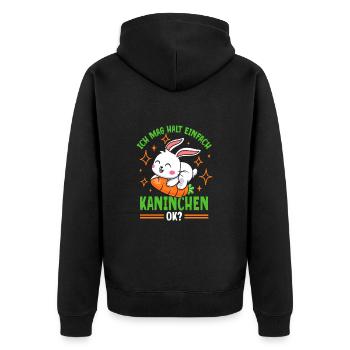 Ich Mag Halt Einfach Kaninchen - Unisex Premium Bio Zip Hoodie - Schwarz - Hinten - Nico (187cm)