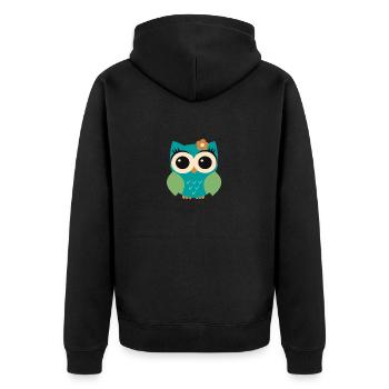 Eule Pauline - Unisex Premium Bio Zip Hoodie - Schwarz - Hinten - Nico (187cm)