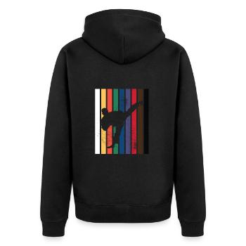 Karate Belt Colors Mens - Unisex Premium Organic Zip Hoodie - black - Back - Nico (187cm)