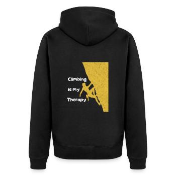 Climbing Is My Therapy - Unisex Premium Organic Zip Hoodie - black - Back - Nico (187cm)