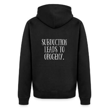 Geologie: Geologensubduktion führt zu Orogenese - Unisex Premium Bio Zip Hoodie - Schwarz - Hinten - Nico (187cm)