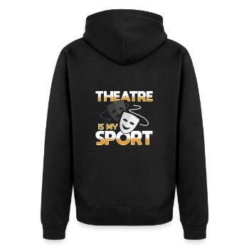 Theater ist mein Sport - Unisex Premium Bio Zip Hoodie - Schwarz - Hinten - Nico (187cm)