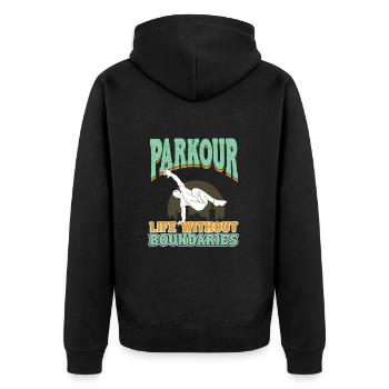 Parkour Life without Boundaries - Unisex Premium Organic Zip Hoodie - black - Back - Nico (187cm)
