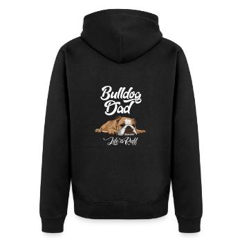 English Bulldog Dad Life Is Ruff - Unisex Premium Organic Zip Hoodie - black - Back - Nico (187cm)