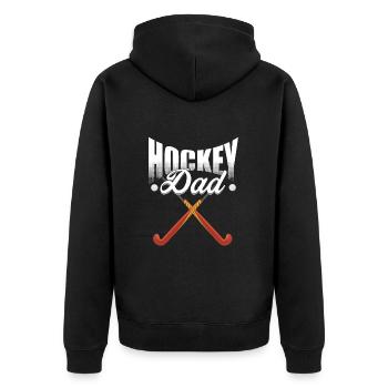 Feldhockey Papa - Unisex Premium Bio Zip Hoodie - Schwarz - Hinten - Nico (187cm)