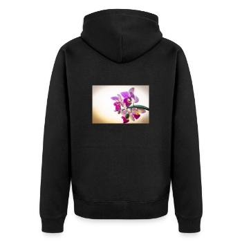 Focus on orchid - Unisex Premium Organic Zip Hoodie - black - Back - Nico (187cm)