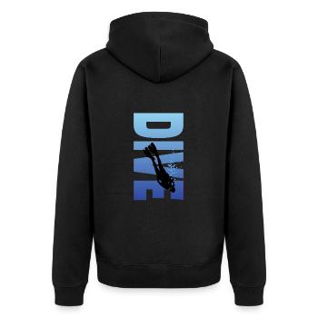 Tauchen Tauchen - Unisex Premium Bio Zip Hoodie - Schwarz - Hinten - Nico (187cm)