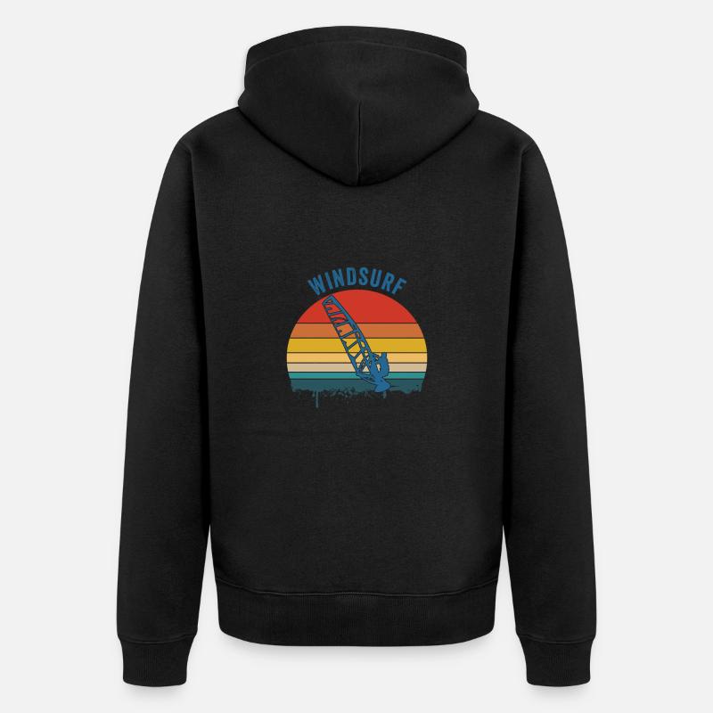 Windsurfen Windsurfen - Unisex Premium Bio Zip Hoodie - Schwarz