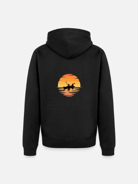Kayaking Sunset - Unisex Premium Organic Zip Hoodie - black