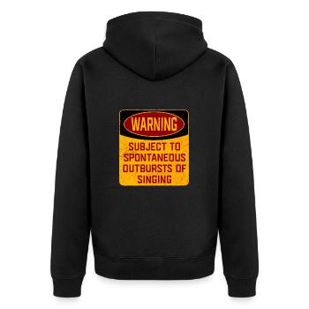 Sänger, der spontanen Gesangsausbrüchen ausgesetzt ist - Unisex Premium Bio Zip Hoodie - Schwarz - Hinten - Nico (187cm)