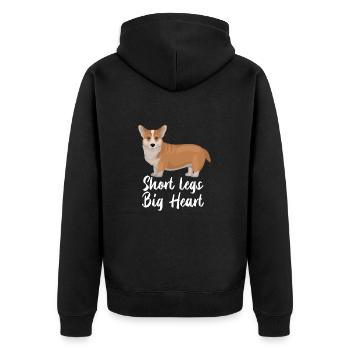 Corgi Chien Jambes Courtes Grand Coeur - Veste à capuche bio Premium Unisexe - noir - Dos - Nico (187cm)