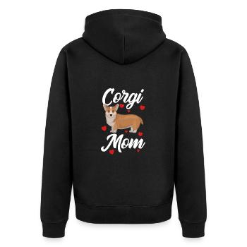Corgi Dog Corgi Mom - Unisex Premium Organic Zip Hoodie - black - Back - Nico (187cm)