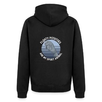 Manatee Floaty Potatoes Are My Spirit Animal - Unisex Premium Organic Zip Hoodie - black - Back - Nico (187cm)