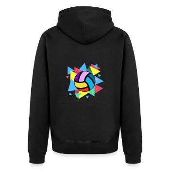 Volleyball Bunt - Unisex Premium Bio Zip Hoodie - Schwarz - Hinten - Nico (187cm)