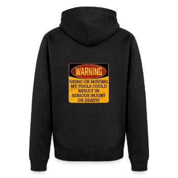 Toolkit Toolbox-Warnung Verwenden oder Verschieben meiner Werkzeuge - Unisex Premium Bio Zip Hoodie - Schwarz - Hinten - Nico (187cm)