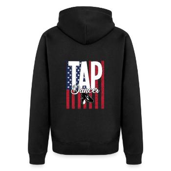 Tap Dancing USA Flag - Unisex Premium Organic Zip Hoodie - black - Back - Nico (187cm)