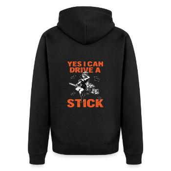 Yes I Can Drive A Stick Halloween Womens - Unisex Premium Organic Zip Hoodie - black - Back - Nico (187cm)