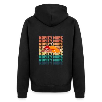 Sloth Nopity Nope - Unisex Premium Organic Zip Hoodie - black - Back - Nico (187cm)