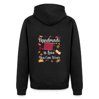 Tricoter à la main est l’amour que vous pouvez porter - Veste à capuche bio Premium Unisexe - noir - Dos - Nico (187cm)