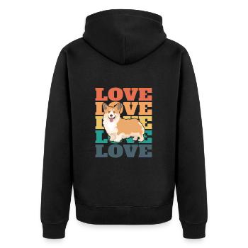 Corgi Dog I Love Corgis - Unisex Premium Organic Zip Hoodie - black - Back - Nico (187cm)