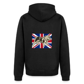 Englische Bulldogge Union Jack Flagge - Unisex Premium Bio Zip Hoodie - Schwarz - Hinten - Nico (187cm)