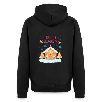 Gingerbread house in the snow: Merry Christmas - Unisex Premium Organic Zip Hoodie - black - Back - Nico (187cm)
