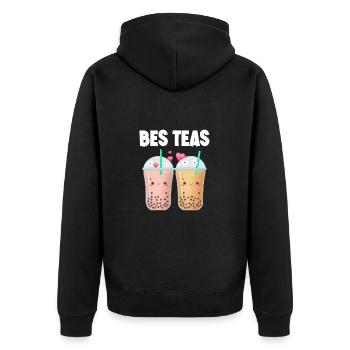 Boba Milch Tee Bes Tees - Unisex Premium Bio Zip Hoodie - Schwarz - Hinten - Nico (187cm)