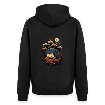 Süßer Igel schläft - Unisex Premium Bio Zip Hoodie - Schwarz - Hinten - Nico (187cm)