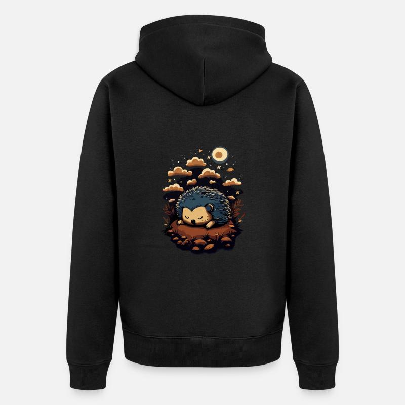 Hérisson mignon endormi - Veste à capuche bio Premium Unisexe - noir