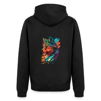 Wolf Head Colorful - Unisex Premium Organic Zip Hoodie - black - Back - Nico (187cm)