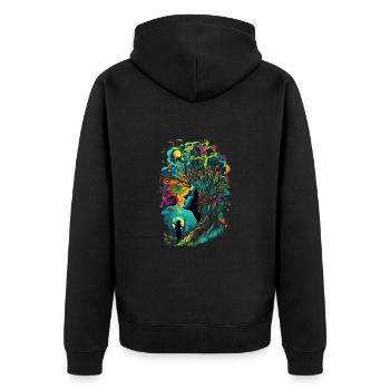 Femme De La Forêt Colorée - Veste à capuche bio Premium Unisexe - noir - Dos - Nico (187cm)
