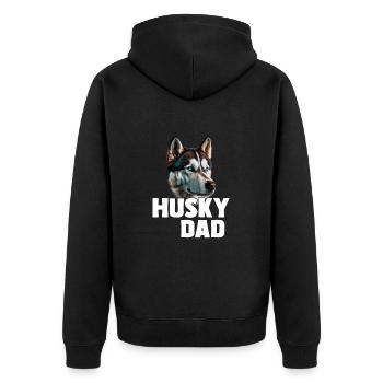 Sibirischer Husky-Vater - Unisex Premium Bio Zip Hoodie - Schwarz - Hinten - Nico (187cm)