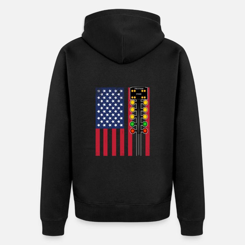 Drapeau de Drag Racing USA - Veste à capuche bio Premium Unisexe - noir