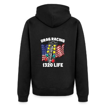 Drag Racing 1320 Life - Unisex Premium Bio Zip Hoodie - Schwarz - Hinten - Nico (187cm)