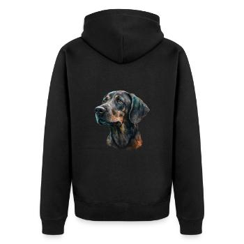 Plott Hound Portrait - Veste à capuche bio Premium Unisexe - noir - Dos - Nico (187cm)
