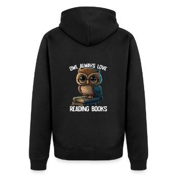 Hibou aime toujours lire des livres - Veste à capuche bio Premium Unisexe - noir - Dos - Nico (187cm)