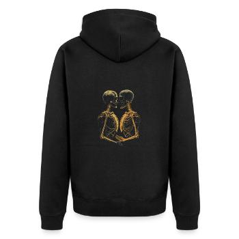 Skeleton Embrace Kiss - Unisex Premium Organic Zip Hoodie - black - Back - Nico (187cm)