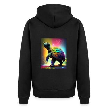 Turtle At The Disco - Unisex Premium Organic Zip Hoodie - black - Back - Nico (187cm)